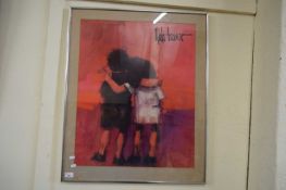 ALDO LUONGO, MODERN PRINT OF TWO CHILDREN, SIGNED