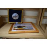 FRAMED MODERN POT LID SIGNED ANTHONY BAILEY, AND FURTHER PICTURE IN WOODEN FRAME