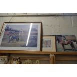 TWO HORSE RACING PRINTS, ONE ENTITLED 'TATTERSALLS' AND ONE OF ST JOHN'S COLLEGE, CAMBRIDGE (3)