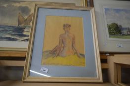 20TH CENTURY SCHOOL STUDY OF A NUDE, PASTEL, MONOGRAMMED ‘W’ TO LOWER LEFT, F/G