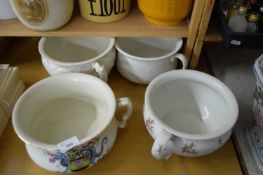 FOUR VINTAGE CERAMIC CHAMBER POTS