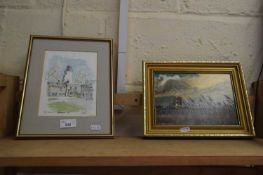 WATERCOLOUR OF SOUTHWOLD, TOGETHER WITH FURTHER PICTURE IN GILT FRAME