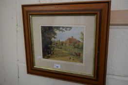 PRINT OF A FARMYARD SIGN BY A R TIFFIN, SIGNED TO MOUNT