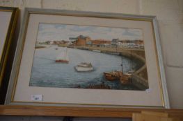 WATERCOLOUR OF A HARBOUR SCENE, SIGNED RAINSBURY