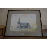 WATERCOLOUR OF A CHURCH, SIGNED JONES