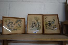 GROUP OF THREE FRENCH PRINTS OF CHILDREN, SIGNED BOURET