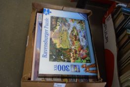 BOX CONTAINING A QUANTITY OF JIGSAW PUZZLES
