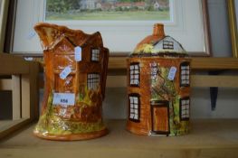 TWO COTTAGE STYLE JUGS, ONE JAR AND COVER BY PRICE BROS OF KENSINGTON