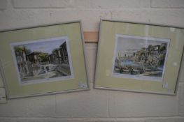 PRINT OF A MEDITERRANEAN SCENE, ARTIST SIGNED TO MOUNT, TOGETHER WITH A FURTHER PRINT OF A SIMILAR