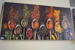 COLOURED PRINT ON CANVAS - SPOONS AND SPICES