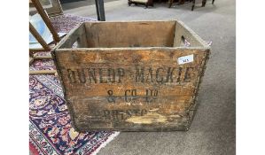 Vintage 12-bottle crate marked 'Dunlop Mackie & Co, Bristol'