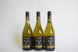 Three bottles Hardy's Crest Chardonnay