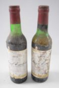 1972 St Emilion, 2 half bottles
