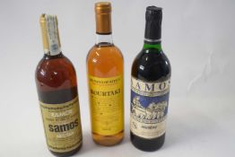 Samos nectar Greek Dessert Wine, 1 bottle; Samos Muscat Greek Wine, 1 bottle; Retsina of Attiki