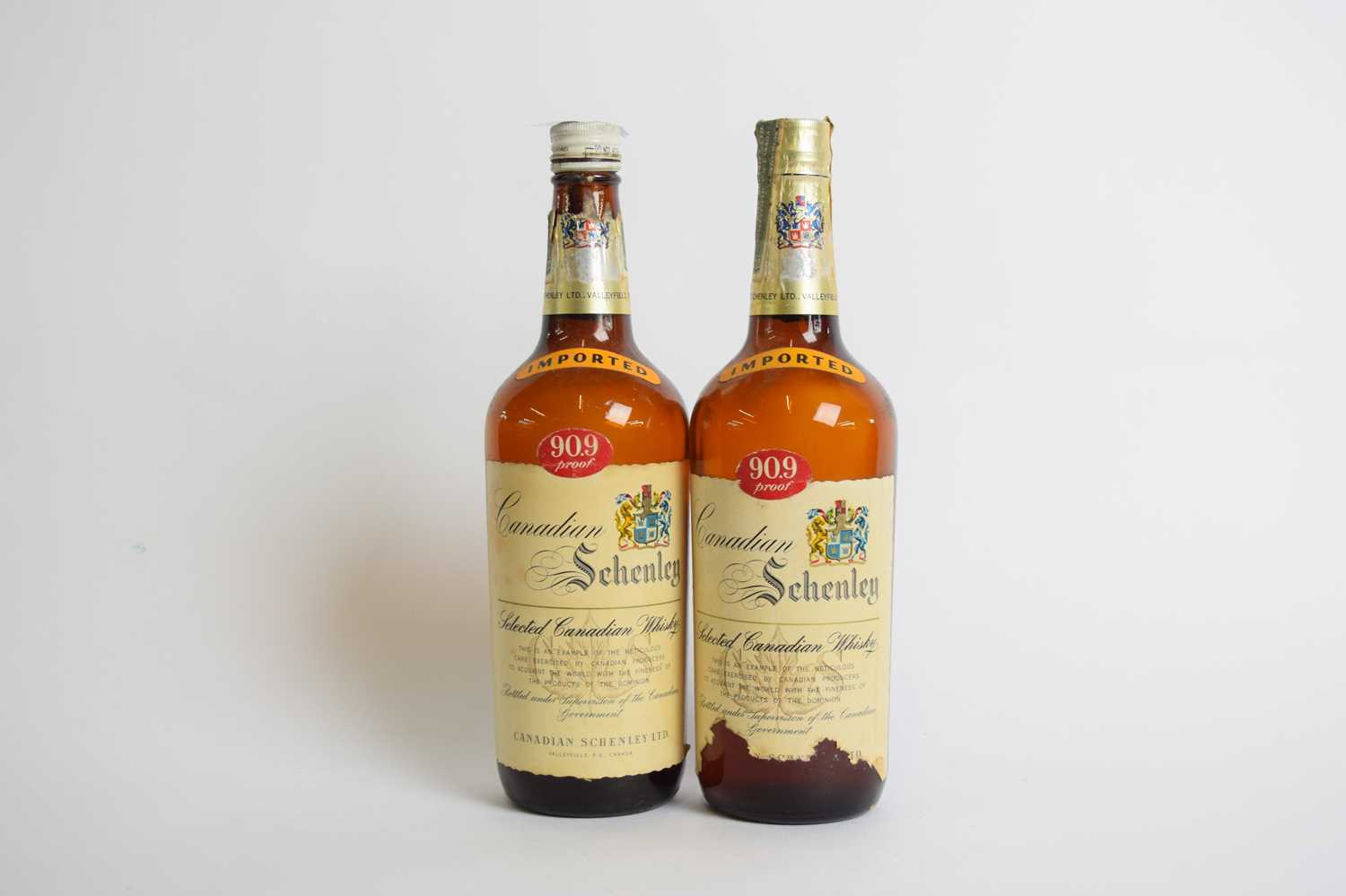 Two bottles Canadian Schenley Selected whiskey, both with significantly reduced levels (2) - Image 3 of 3