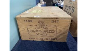 Twelve bottles Chateau Chasse-Spleen Moulis Cru Exceptionnel 1983 with original wooden case