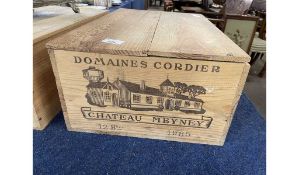 Twelve bottles Chateau Meyney Domaines Cordier 1985, in original wooden case