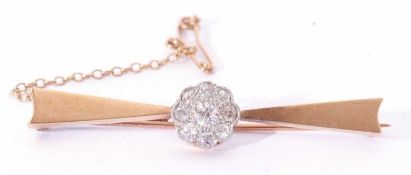 Diamond set brooch, a cluster of nine old cut diamonds, the principal diamond 0.15ct approx, all set