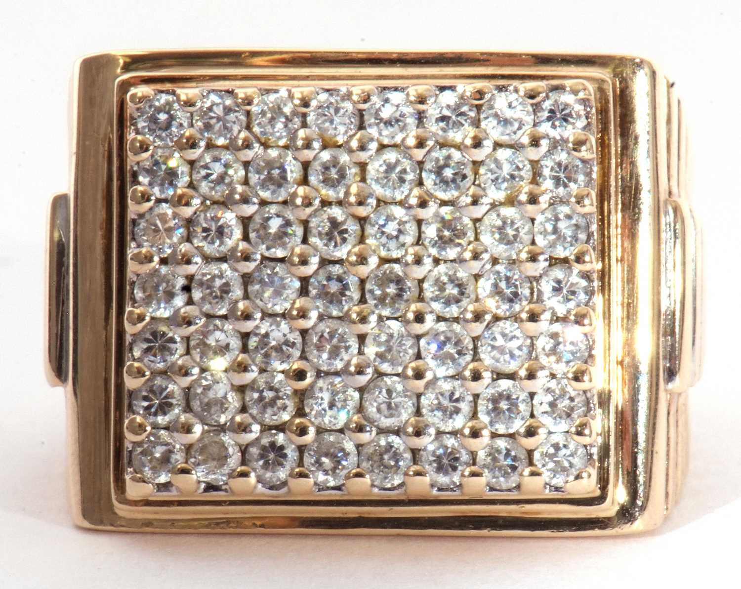 Large 9ct gold cubic zirconia set designer ring, the large panel 2cm x 1.5cm, set throughout with - Image 2 of 8