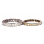 Mixed lot: precious metal and diamond full eternity ring, fully set with single cut diamonds and