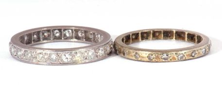 Mixed lot: precious metal and diamond full eternity ring, fully set with single cut diamonds and