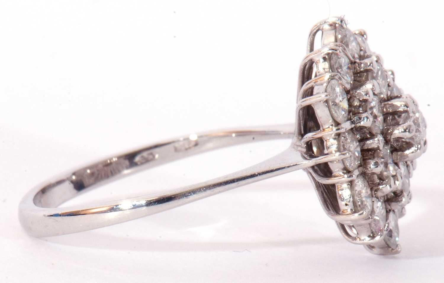 Diamond cluster ring, a three tier design featuring 19 round brilliant cut diamonds, approx 1.40ct - Image 6 of 8