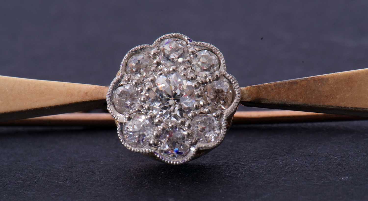 Diamond set brooch, a cluster of nine old cut diamonds, the principal diamond 0.15ct approx, all set - Image 3 of 5