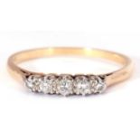 Five stone small diamond ring, 0.20ct total wt, line set with five graduated small round cut