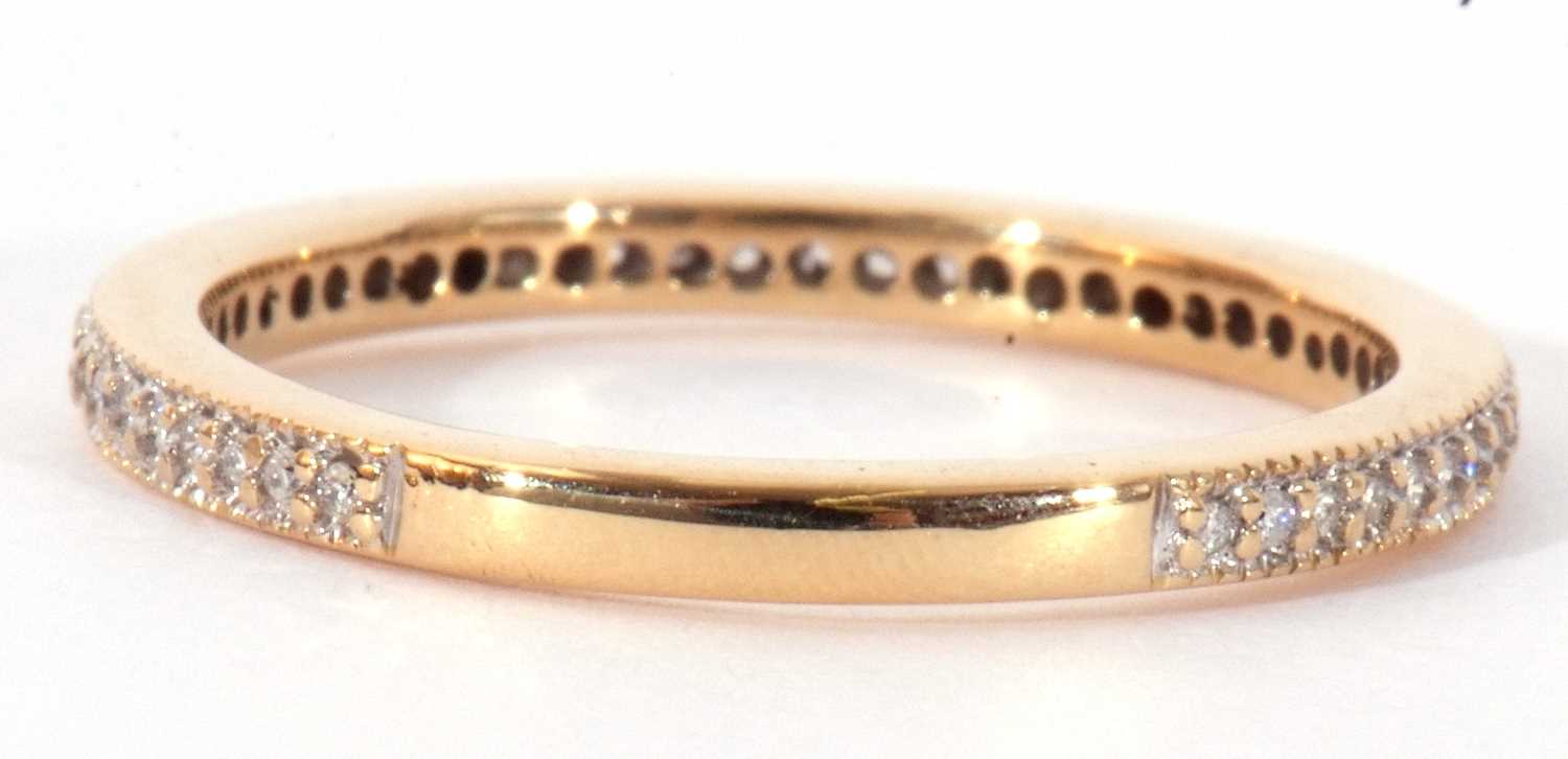 Modern diamond half eternity ring set with small single cut diamonds, stamped 750, size O - Image 3 of 5