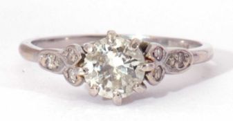 Precious metal single stone diamond ring featuring a round brilliant cut diamond, multi-claw set and