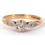 9ct gold diamond single stone ring, the round brilliant cut diamond 0.10ct approx, set in an