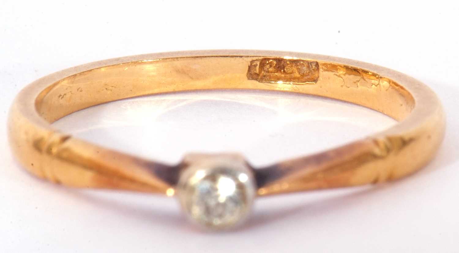Diamond single stone ring, the small round brilliant cut diamond bezel set, 0.10ct approx, raised - Image 6 of 7