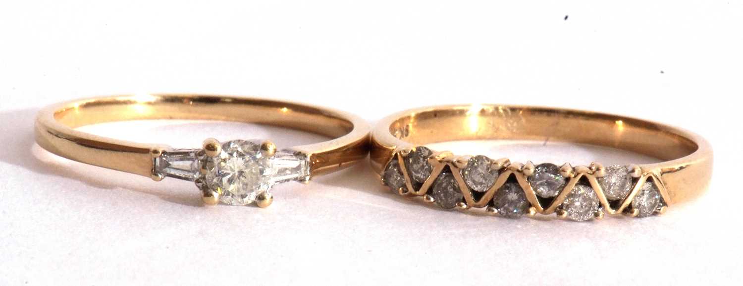 Mixed Lot: 9ct gold single stone diamond ring having a round brilliant cut diamond, prong set