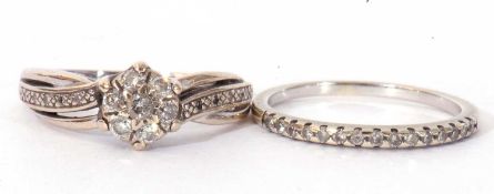 Mixed Lot: modern 9ct gold and small diamond half eternity ring, 0.15ct total wt, size J/K, together