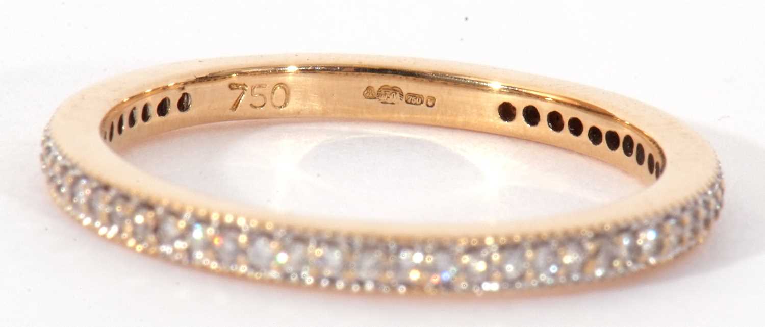 Modern diamond half eternity ring set with small single cut diamonds, stamped 750, size O - Image 4 of 5
