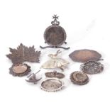 Mixed Lot: hallmarked silver ballerina brooch, a large vintage 925 and marcasite leaf brooch, a wire