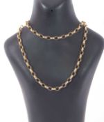 Yellow metal large oval link chain fitted with a later magnetic clasp, 28cm when fastened, 11gms g/