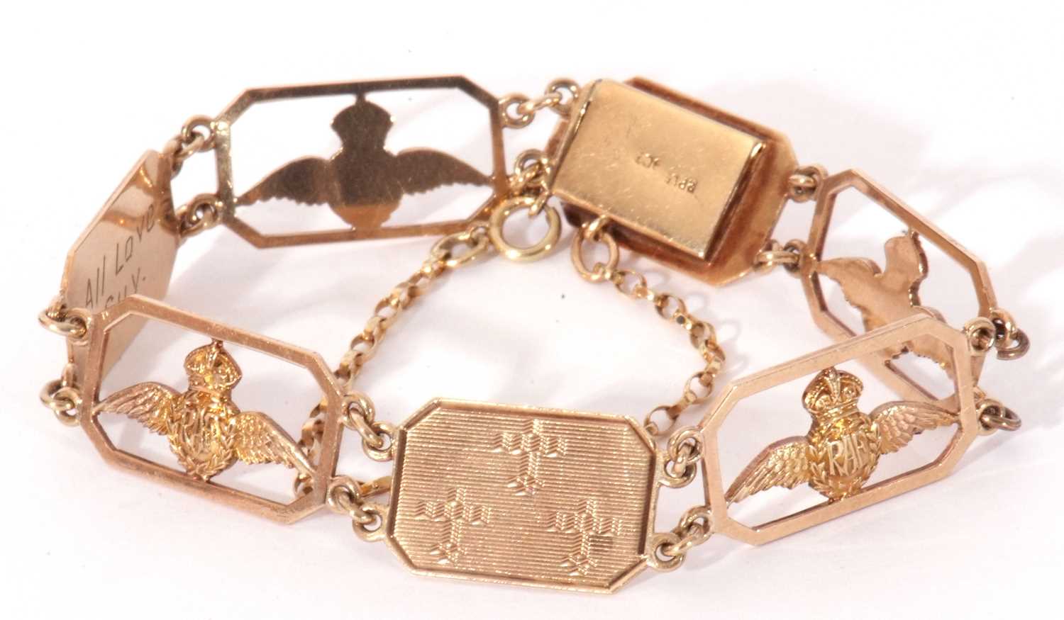 RAF interest - an RAF panel bracelet, a design featuring seven canted rectangular links, four open - Image 2 of 5