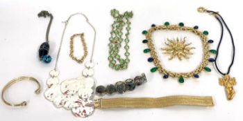 Quantity of mainly modern designer costume jewellery to include a Christian Dior green and blue