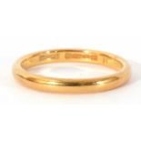 22ct gold wedding ring of plain polished design, 3.7gms, size O
