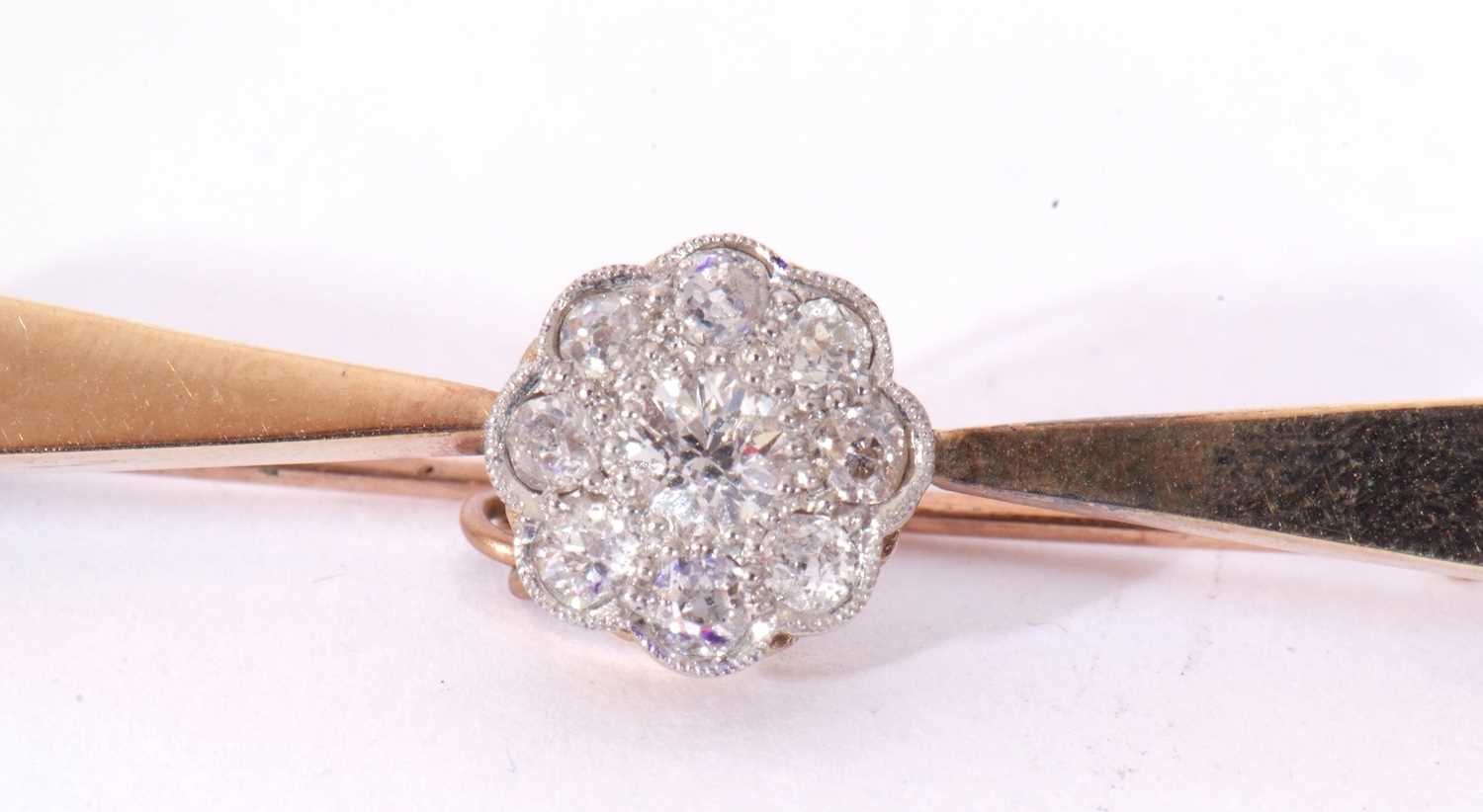 Diamond set brooch, a cluster of nine old cut diamonds, the principal diamond 0.15ct approx, all set - Image 4 of 5