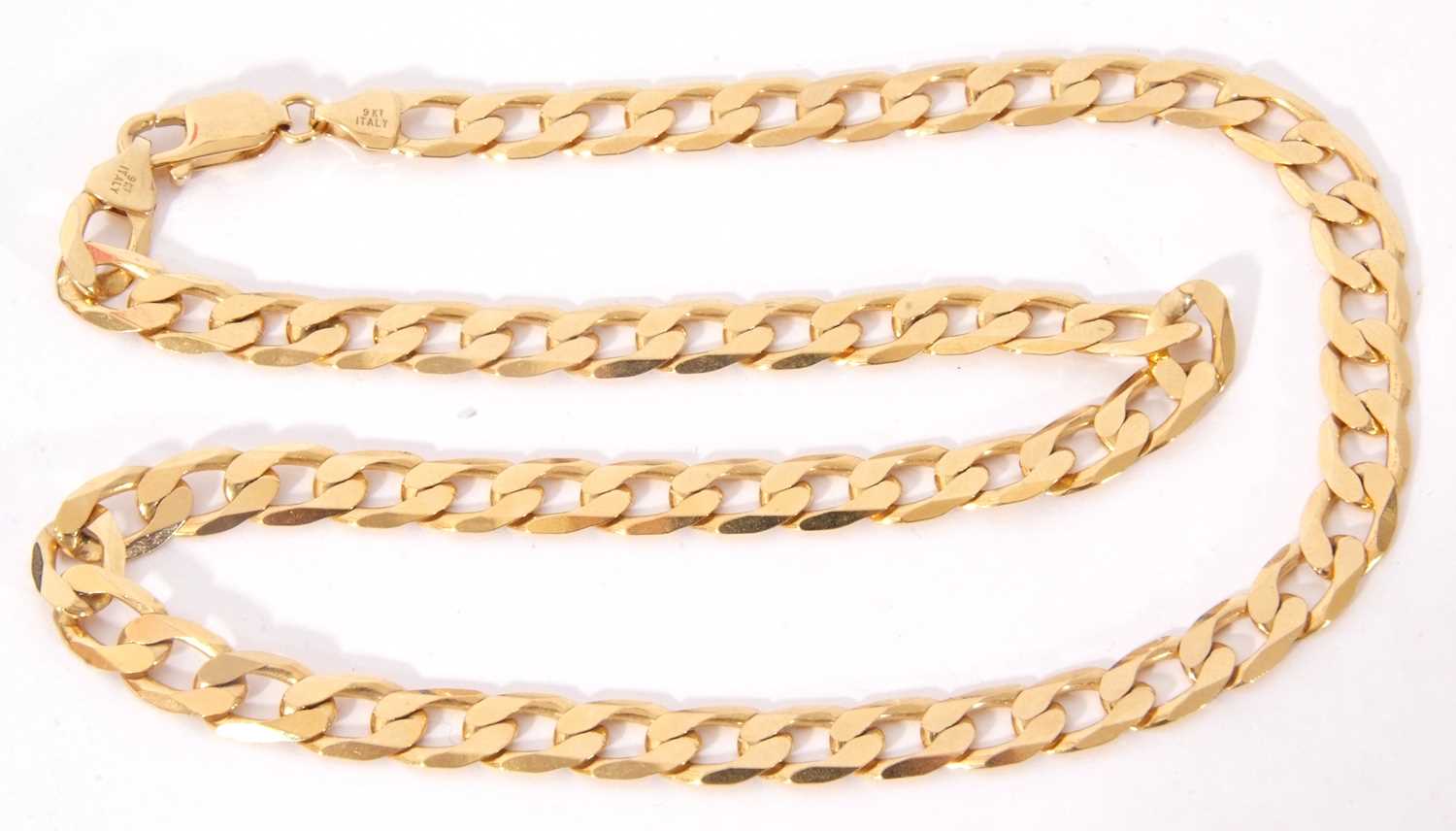 Modern Italian 9kt stamped flattened curb link necklace, 25cm long fastened, 33.4gms - Image 2 of 3