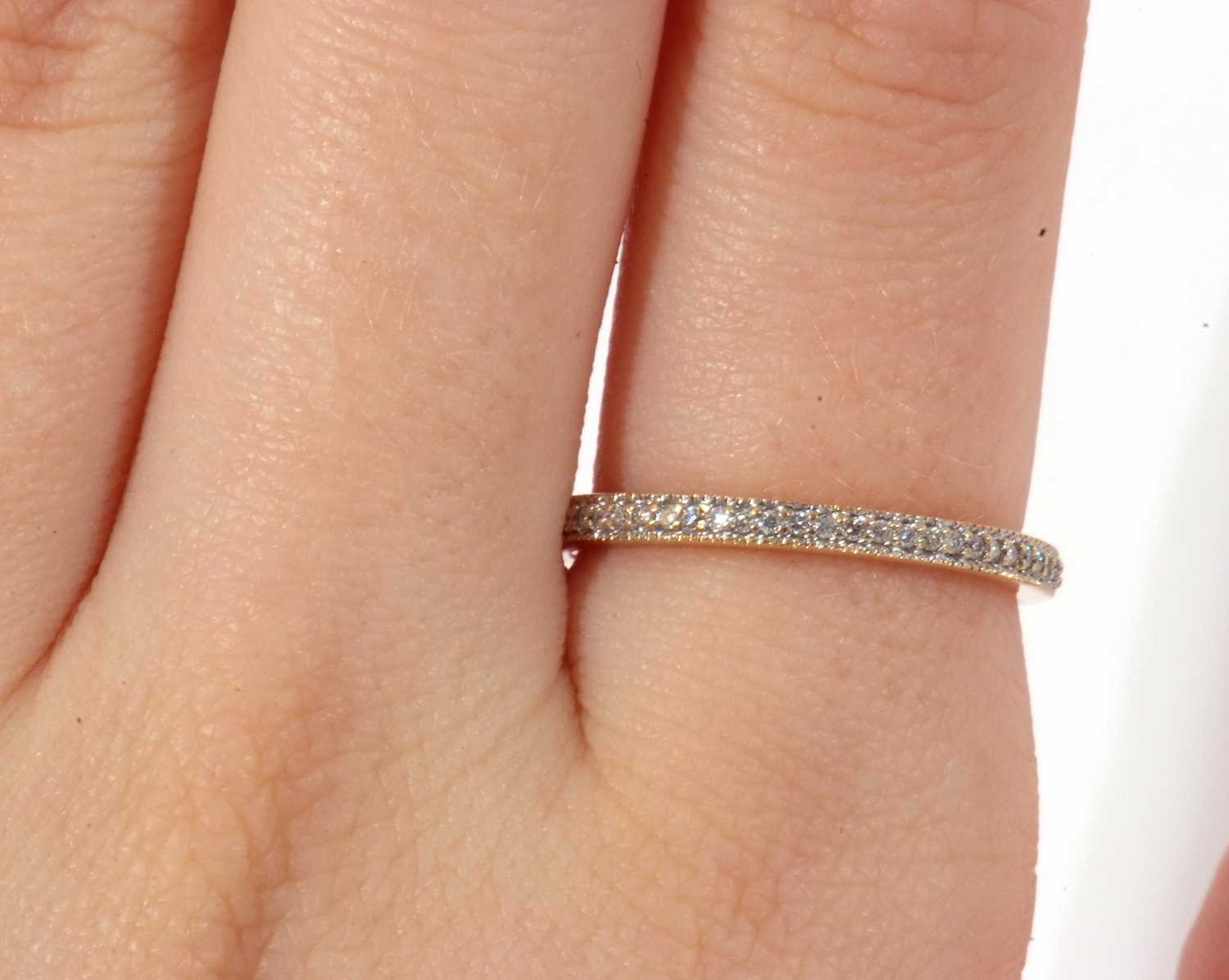 Modern diamond half eternity ring set with small single cut diamonds, stamped 750, size O - Image 5 of 5