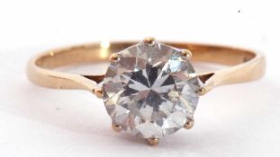 9ct gold single stone cubic zirconia ring, size L/M