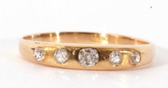 Five stone diamond ring featuring five old cut diamonds in engraved settings, 0.25ct approx, stamped