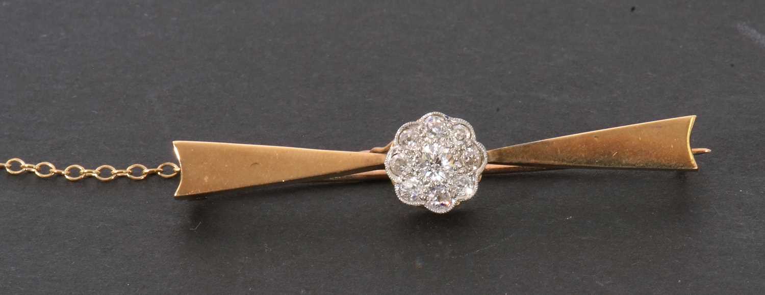 Diamond set brooch, a cluster of nine old cut diamonds, the principal diamond 0.15ct approx, all set - Image 2 of 5