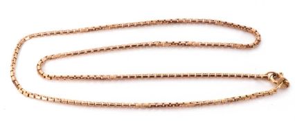 Modern 9ct gold snake link necklet, 20cm long when fastened, 7gms