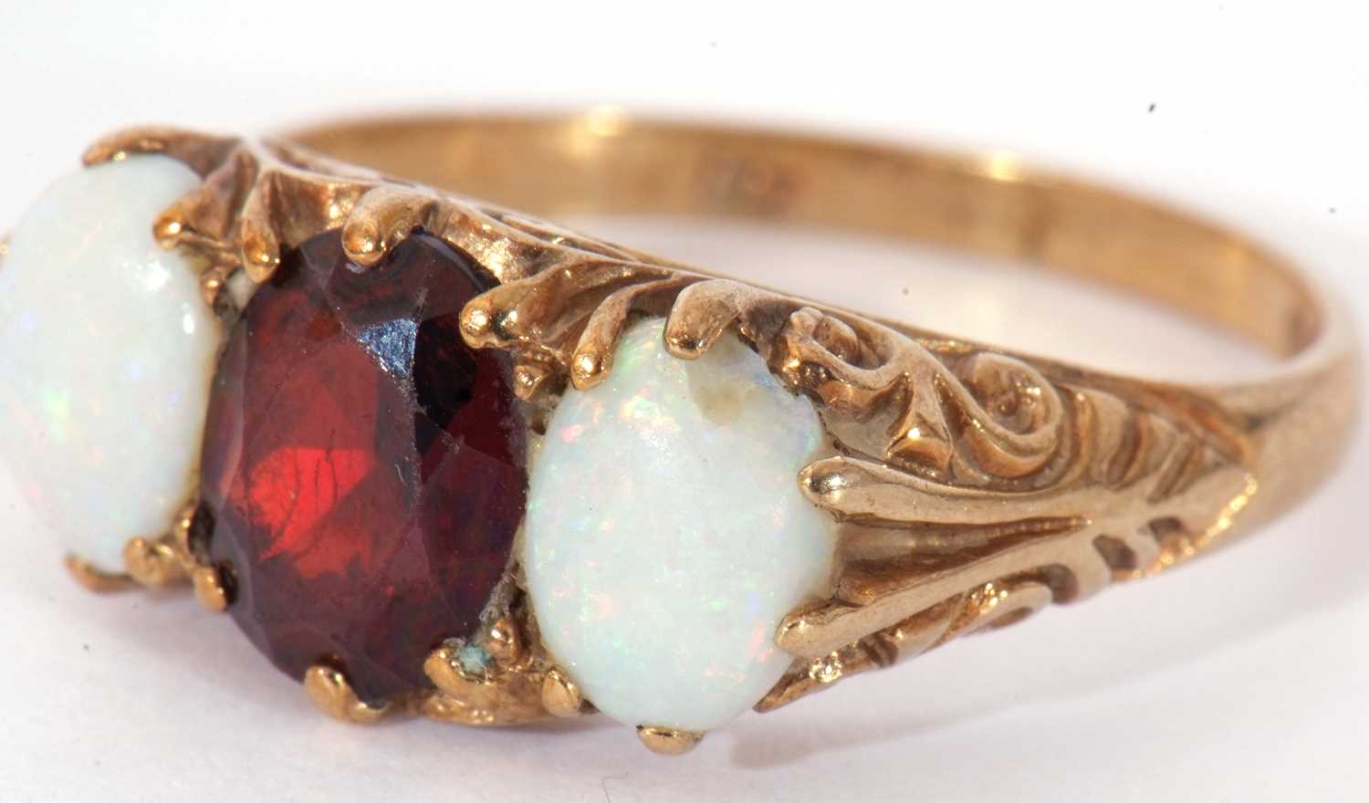 Mixed Lot: 9ct gold and citrine ring, 9ct gold garnet and white opal three stone ring, together with - Image 8 of 8