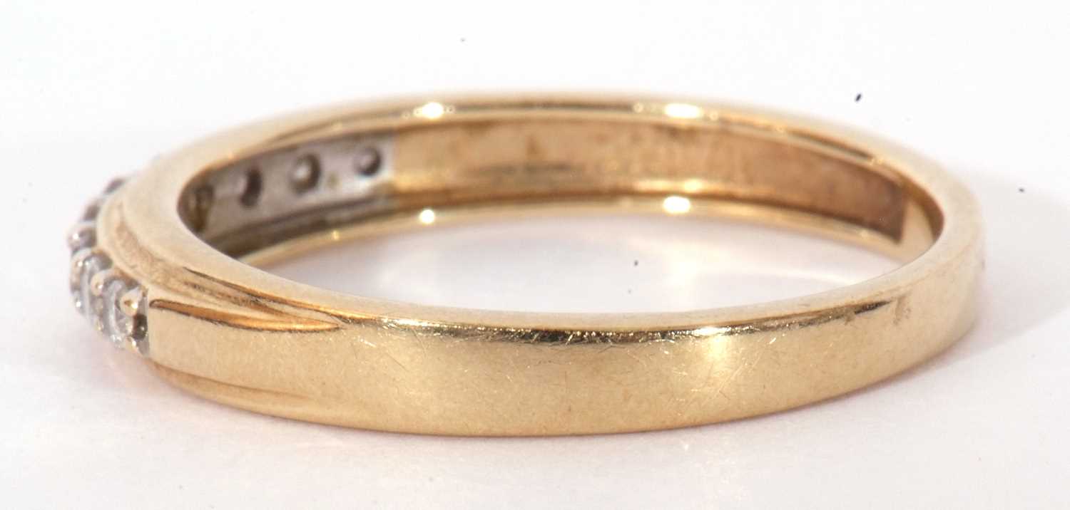 Modern 9ct gold and diamond half hoop ring, the top section set with nine small graduated single cut - Image 3 of 8