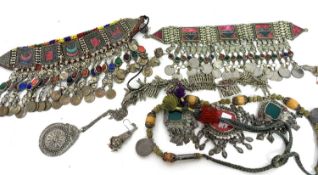 Small quantity of Eastern jewellery, bead and coin decorated
